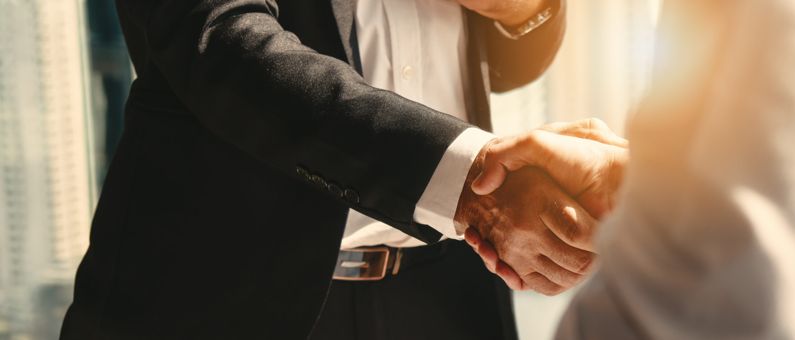 Two people in suits shaking hands, representing the community and public interest advocacy of Elysium Legal in Montréal, Ottawa, and Toronto. Deux personnes en costume se serrant la main, illustrant la représentation en matière d’intérêt public et communautaire d’Elysium Légal à Montréal, Ottawa et Toronto.